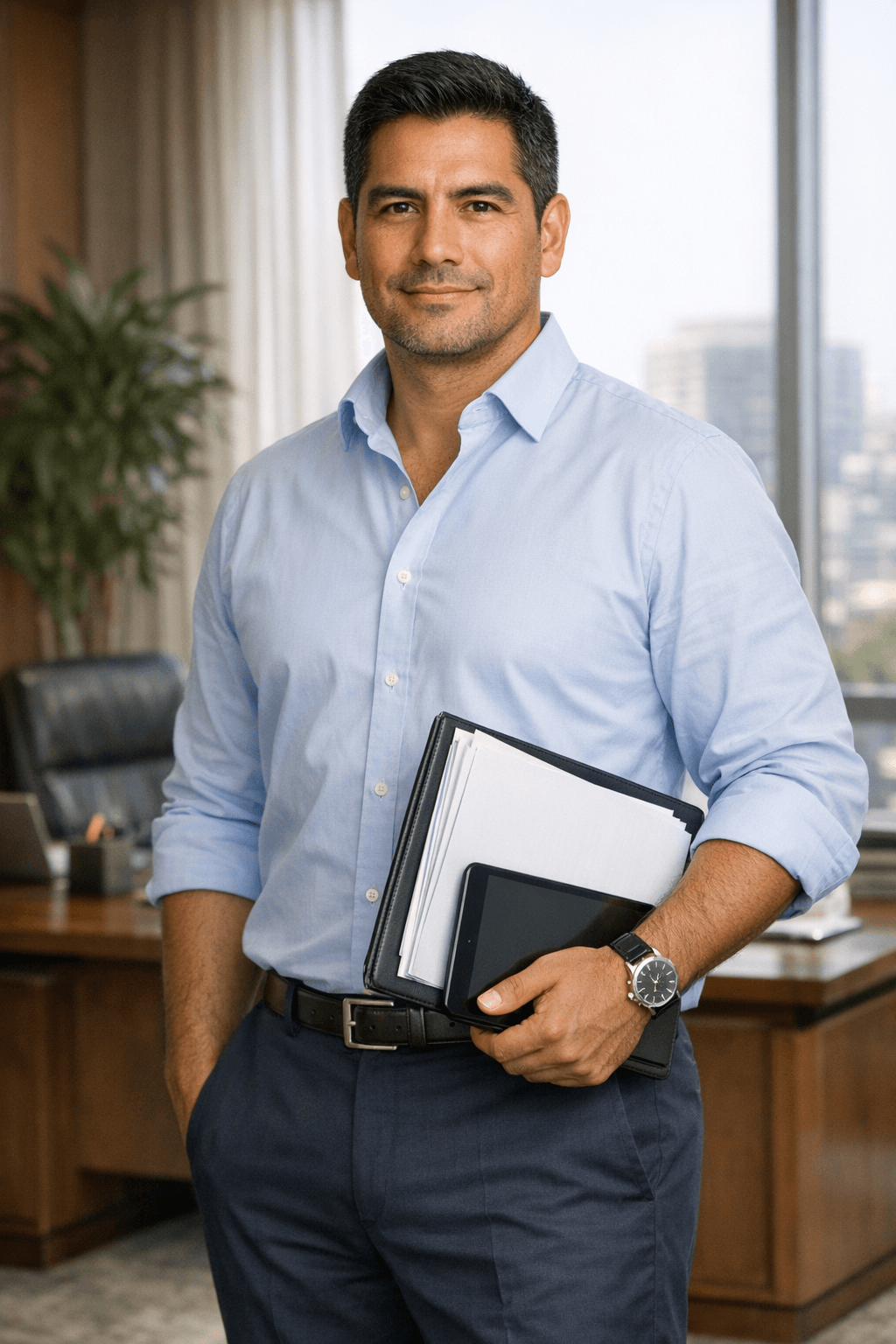 Empresaria con documentos de negocio